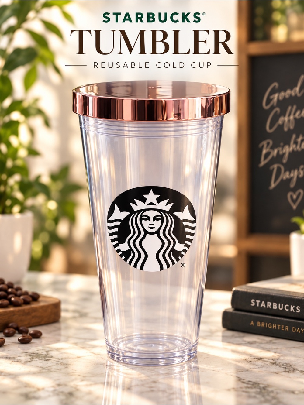 Starbucks Clear Acrylic Tumbler with Silver Lid - Clear